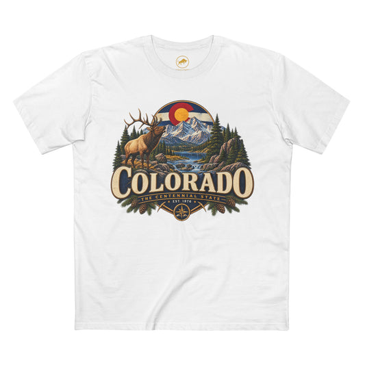 Colorado Elk Mountain Graphic Tee, Rocky Mountain Vintage Shirt, Centennial State Outdoor Wildlife T-Shirt, Colorado Adventure Gift.