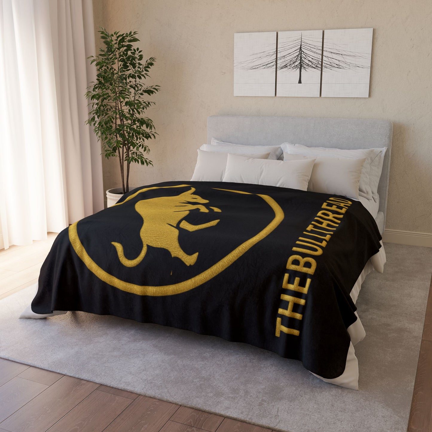 Premium Sherpa Fleece Blanket - Luxury Black & Gold Print 60x80 Oversized Throw by TheBullThread