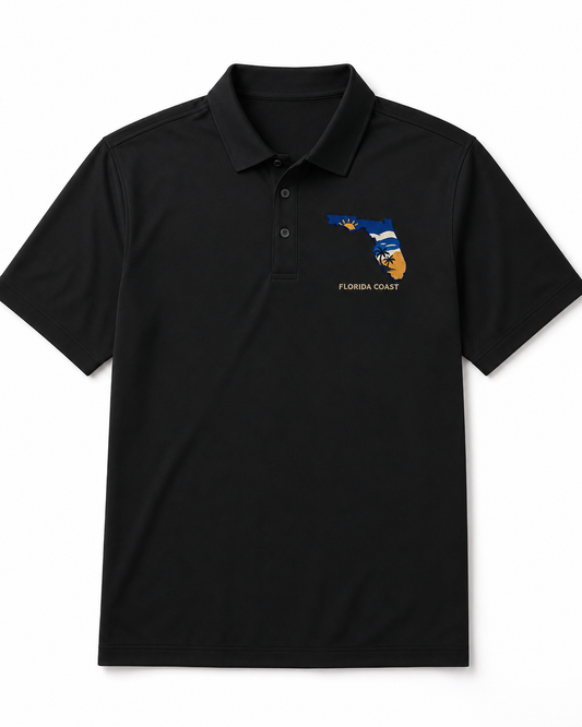 Florida Coast Embroidered Polo Shirt, Premium Coastal Golf Polo, Sunshine State Apparel, Florida Beach Gift.