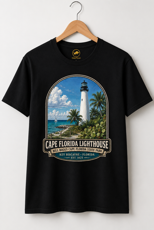 Cape Florida Lighthouse Shirt, Key Biscayne Florida Tee, Bill Baggs State Park Shirt, Vintage Coastal Lighthouse Gift.