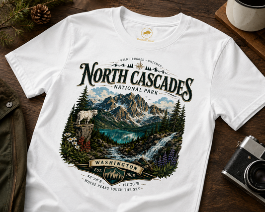 North Cascades National Park Shirt, Washington Hiking T-Shirt, Mountain Landscape Tee, Pacific Northwest Gift, Adventure Graphic Tee.