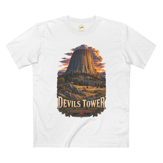 Devils Tower Shirt, Wyoming National Monument Geology Tee, Vintage Western Travel T-Shirt.