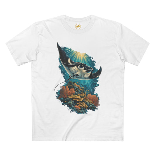 Oceanic Manta Ray Shirt, Coral Reef Marine Wildlife Tee, Ocean Lover and Diver Gift.