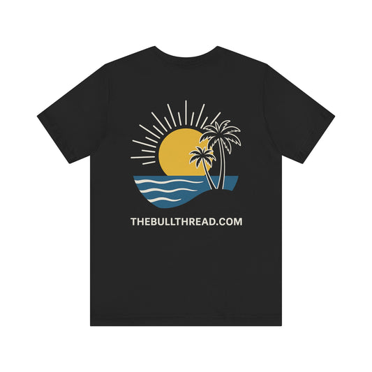 Sunshine & Palm Tree Ocean Waves Shirt - Positive Motivational Tee - Tropical Summer Happiness Graphic by TheBullThread