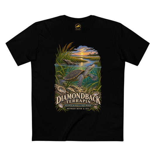 Diamondback Terrapin Shirt, Salt Marsh Wildlife Graphic Tee, Coastal Turtle Nature Gift