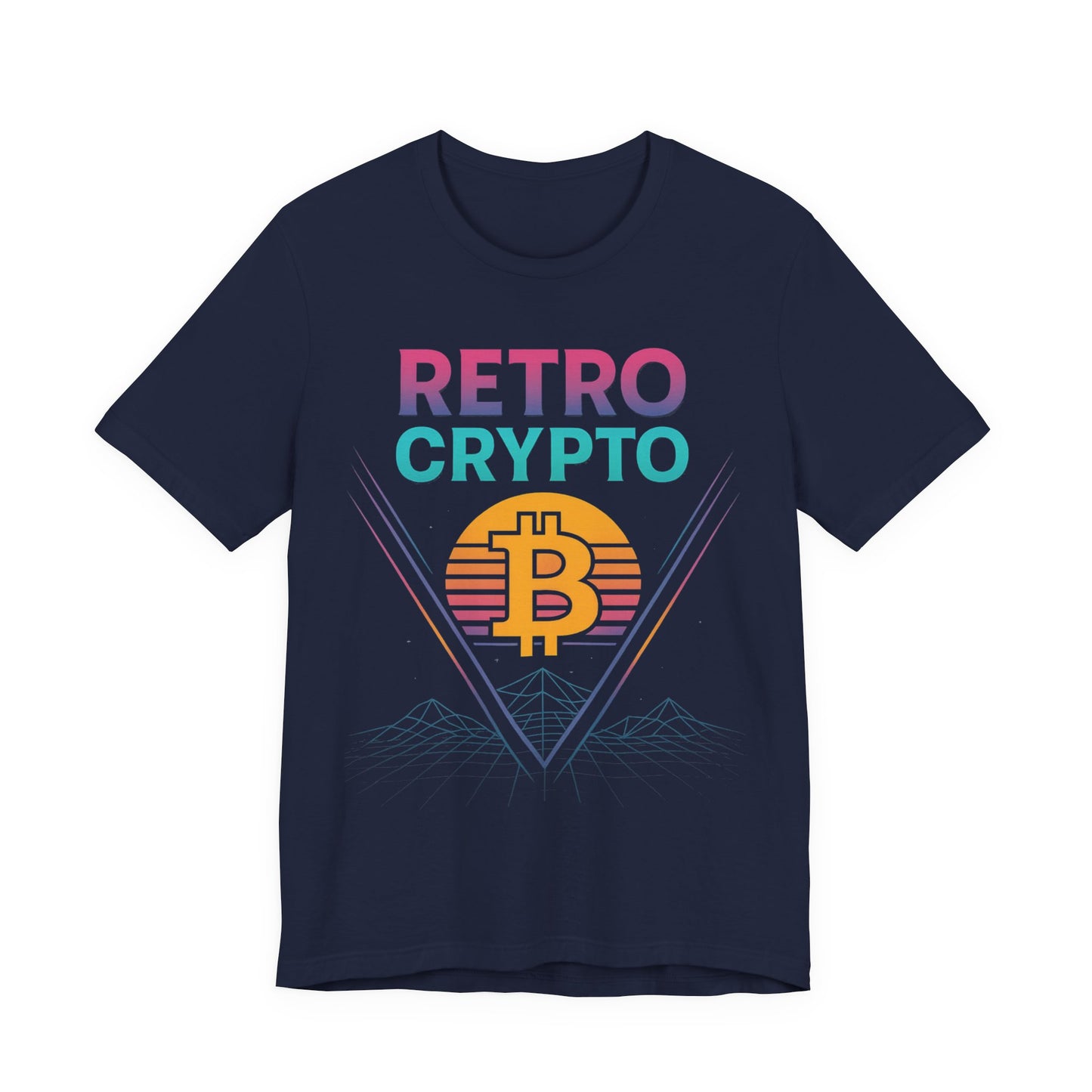 Retro Crypto T-Shirt - 80s Vaporwave Neon Bitcoin Design by TheBullThread