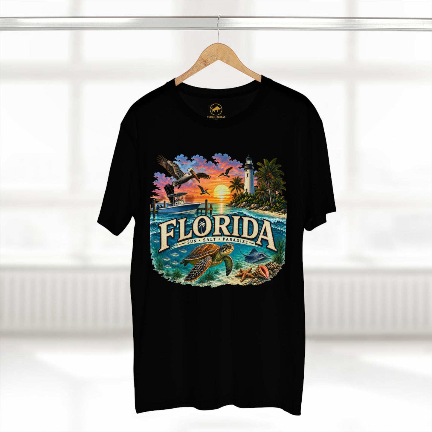 Florida Sun Salt Paradise Shirt | Sea Turtle Coastal Graphic Tee | Florida Beach Ocean Wildlife Vacation T-Shirt.
