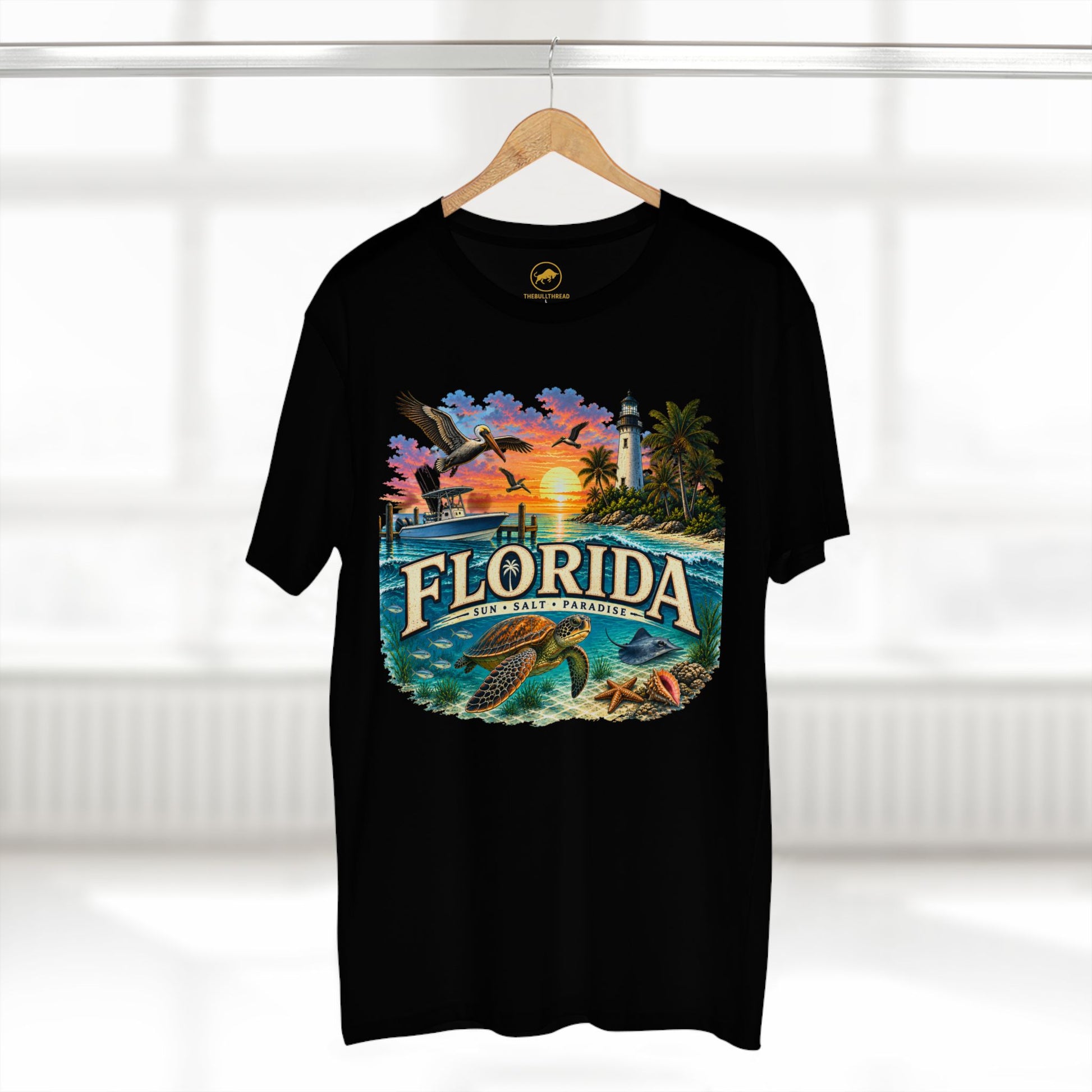 Florida Sun Salt Paradise Shirt | Sea Turtle Coastal Graphic Tee | Florida Beach Ocean Wildlife Vacation T-Shirt.