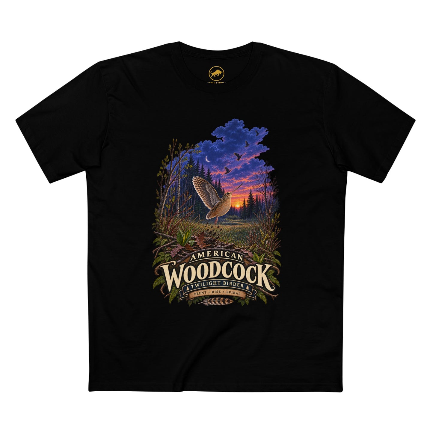 American Woodcock Shirt: Twilight Sky Dance Timberdoodle Birding Tee