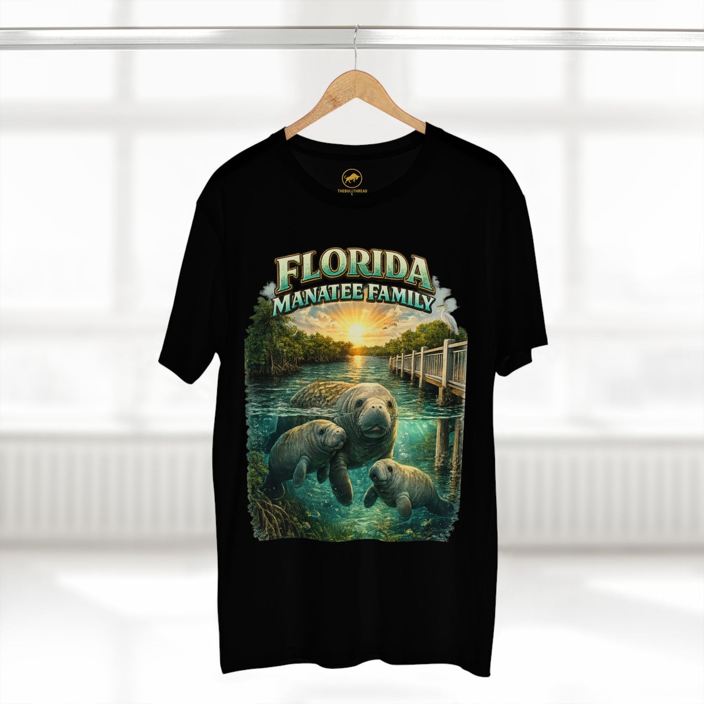 Florida Manatee Family Shirt, Premium Coastal Wildlife Tee, Cute Manatee Graphic T-Shirt, Florida Nature Shirt, AS Colour 5001.
