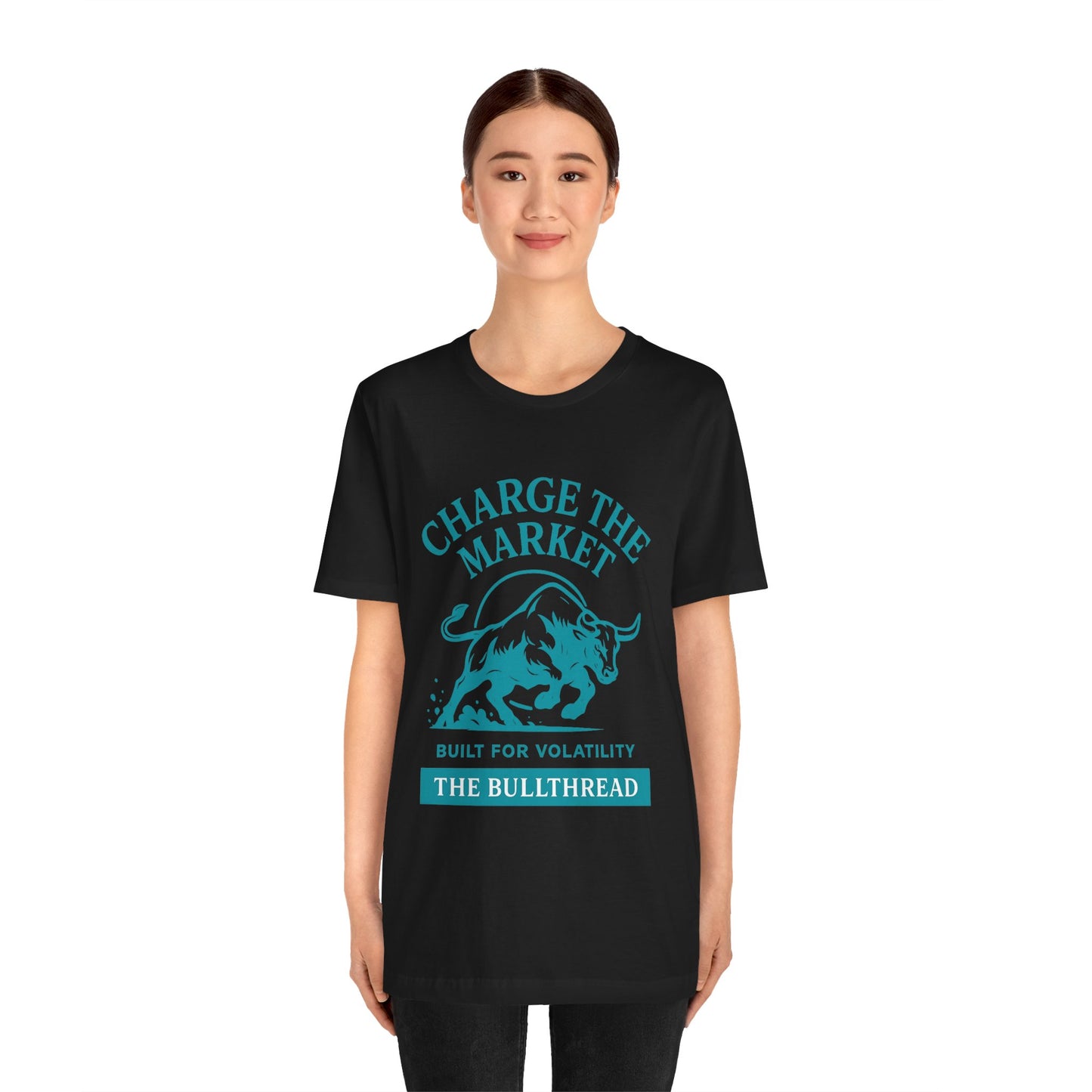 Premium Crypto Investor Shirt - Charge the Market Turquoise Bull Graphic by TheBullThread