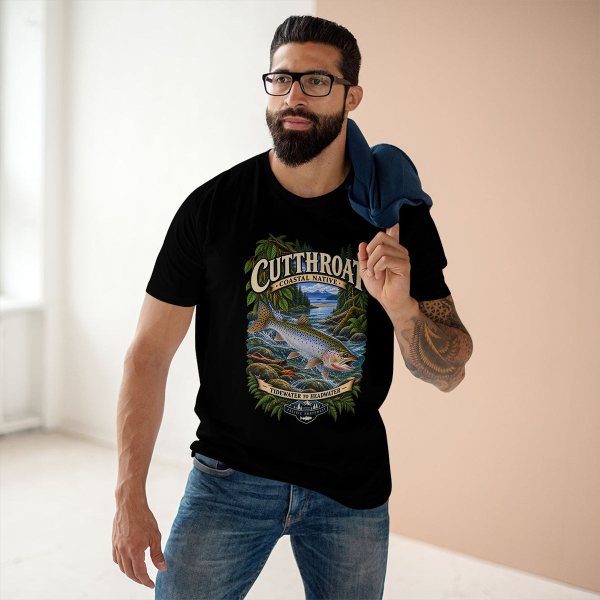 Cutthroat Trout Shirt, Pacific Northwest Fly Fishing Tee, Coastal Sea Run Trout Angler Gift.