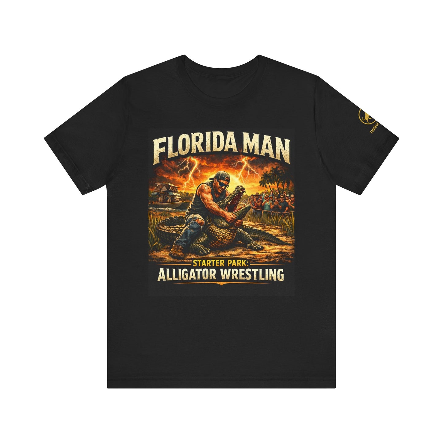 Florida Man Alligator Wrestling Shirt, Funny Florida Meme Tee, Gator Wrestler Graphic T-Shirt, Everglades Swamp Humor Shirt.