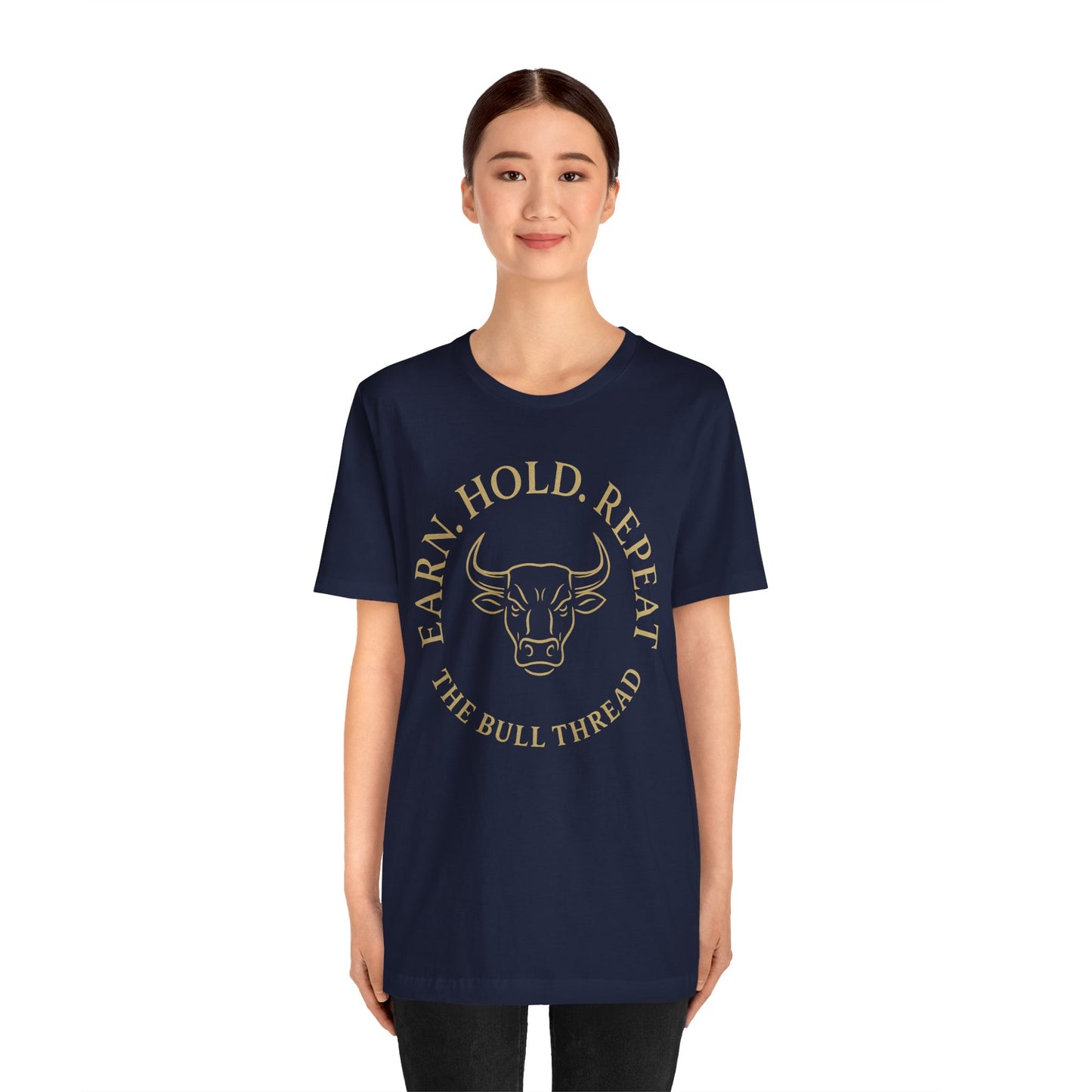 Premium Crypto Investor Tee - Earn Hold Repeat Emblem by TheBullThread