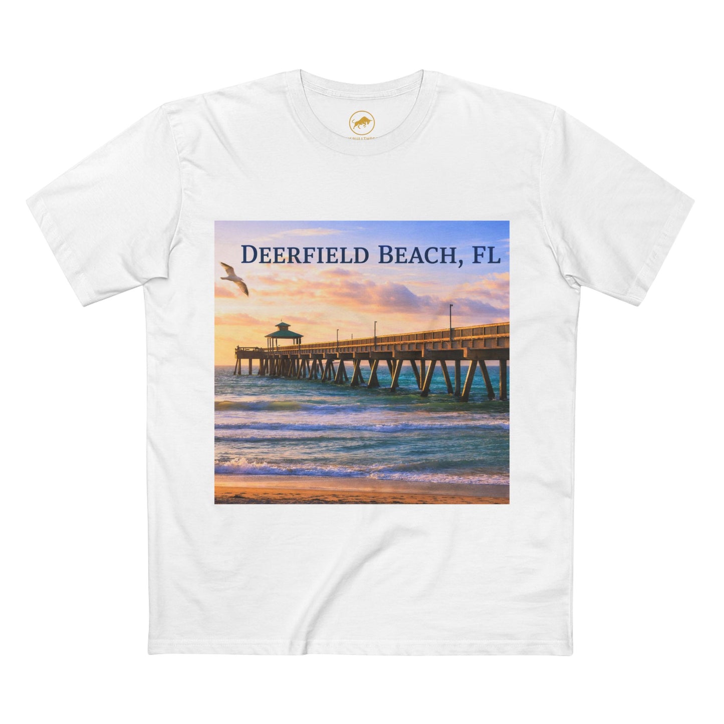 Deerfield Beach Florida Shirt Coastal Graphic Tee with Pier Artwork South Florida Ocean Beach Gift for Locals Travelers and Sea Lovers.