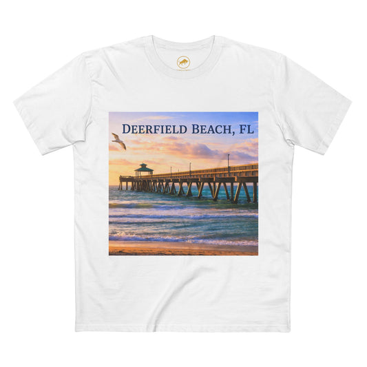 Deerfield Beach Florida Shirt Coastal Graphic Tee with Pier Artwork South Florida Ocean Beach Gift for Locals Travelers and Sea Lovers.