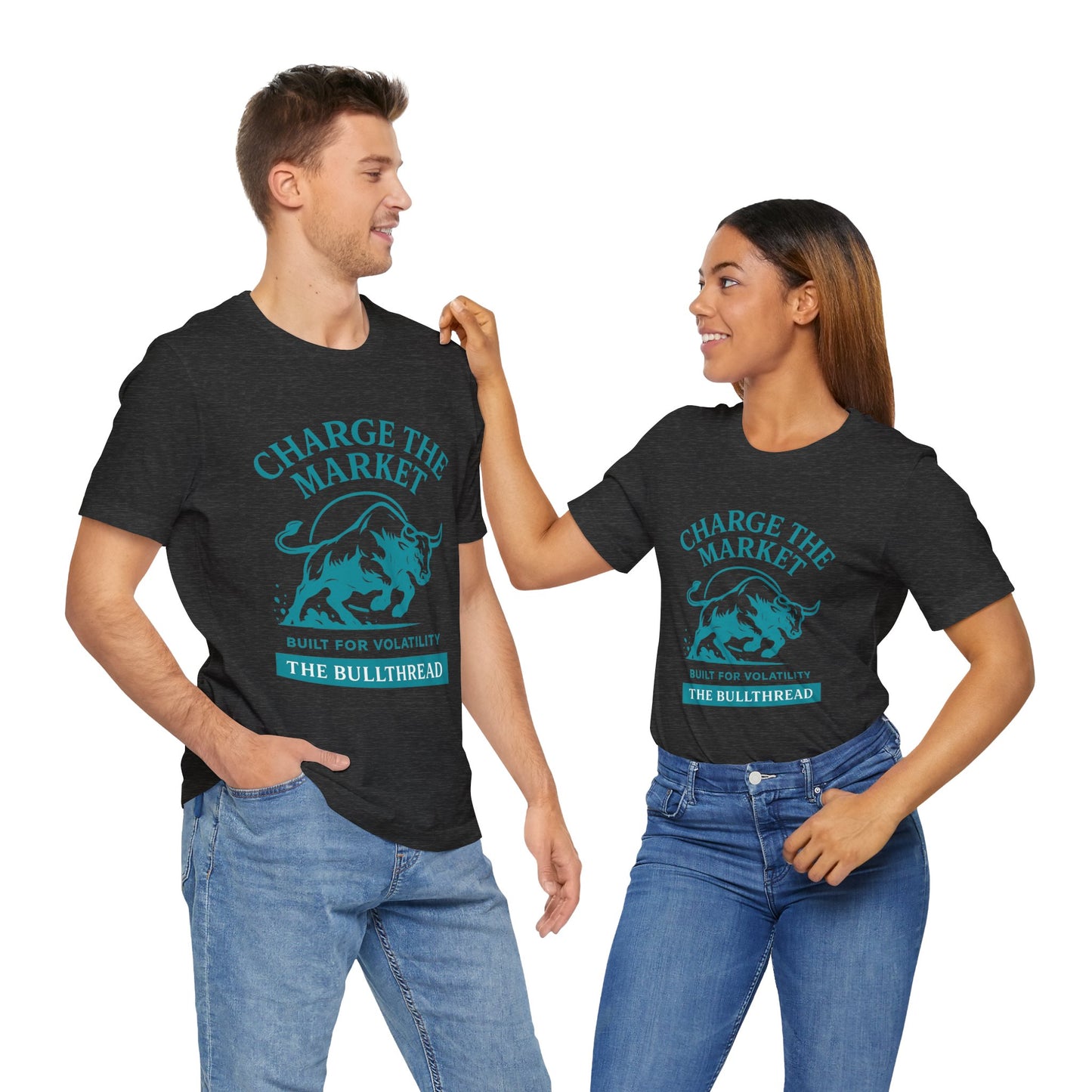 Premium Crypto Investor Shirt - Charge the Market Turquoise Bull Graphic by TheBullThread