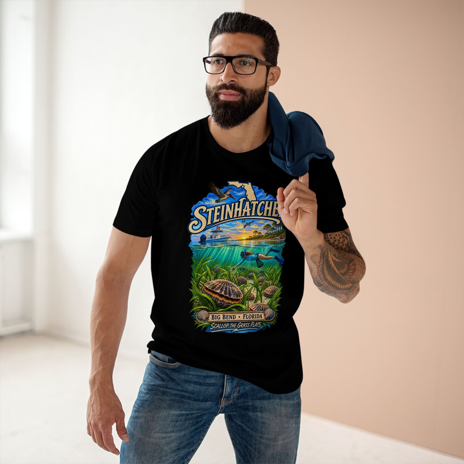 Steinhatchee Florida Scalloping Shirt, Big Bend Bay Scallop Tee, Gulf Coast Snorkeling Boating Vacation T-Shirt, Florida Waterman Gift.