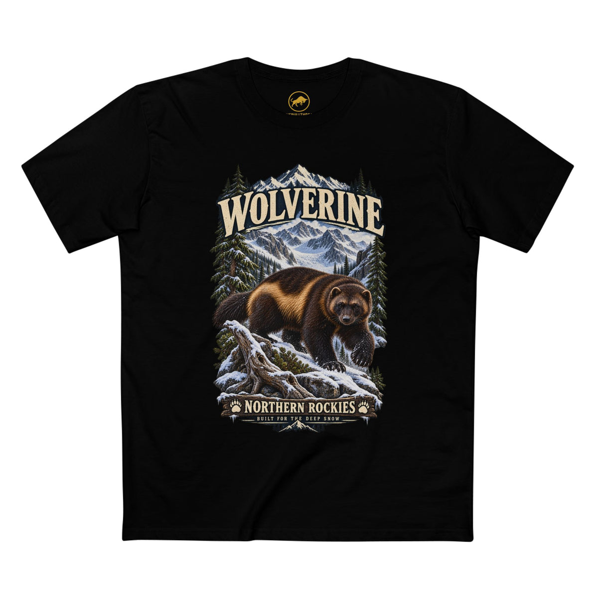 Wolverine Wildlife T-Shirt: Northern Rockies Mountain Animal Graphic Tee