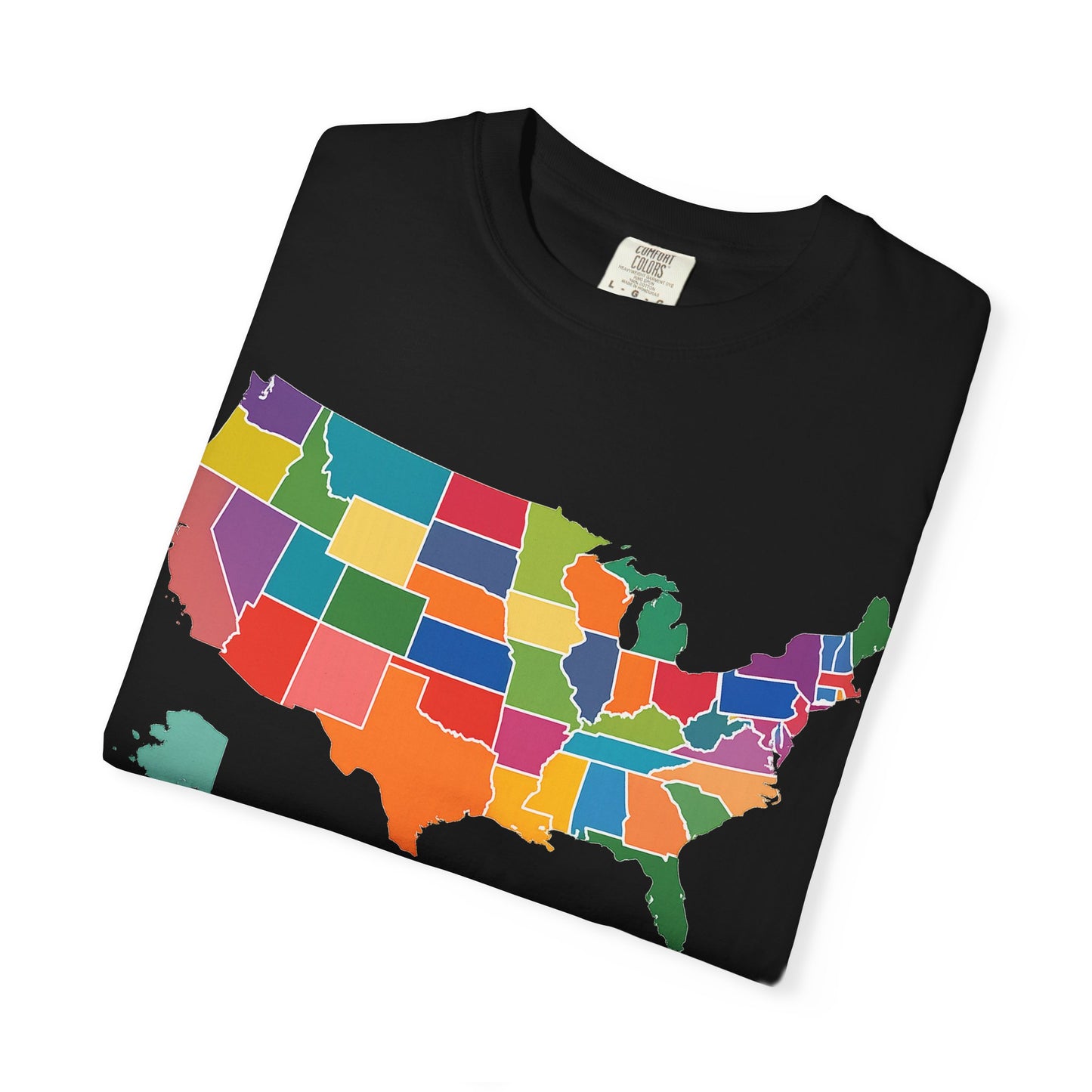 USA Map Shirt Colorful States, Comfort Colors 1717 Premium T-Shirt, United States Graphic Tee, Patriotic America Shirt, USA Travel Gift.