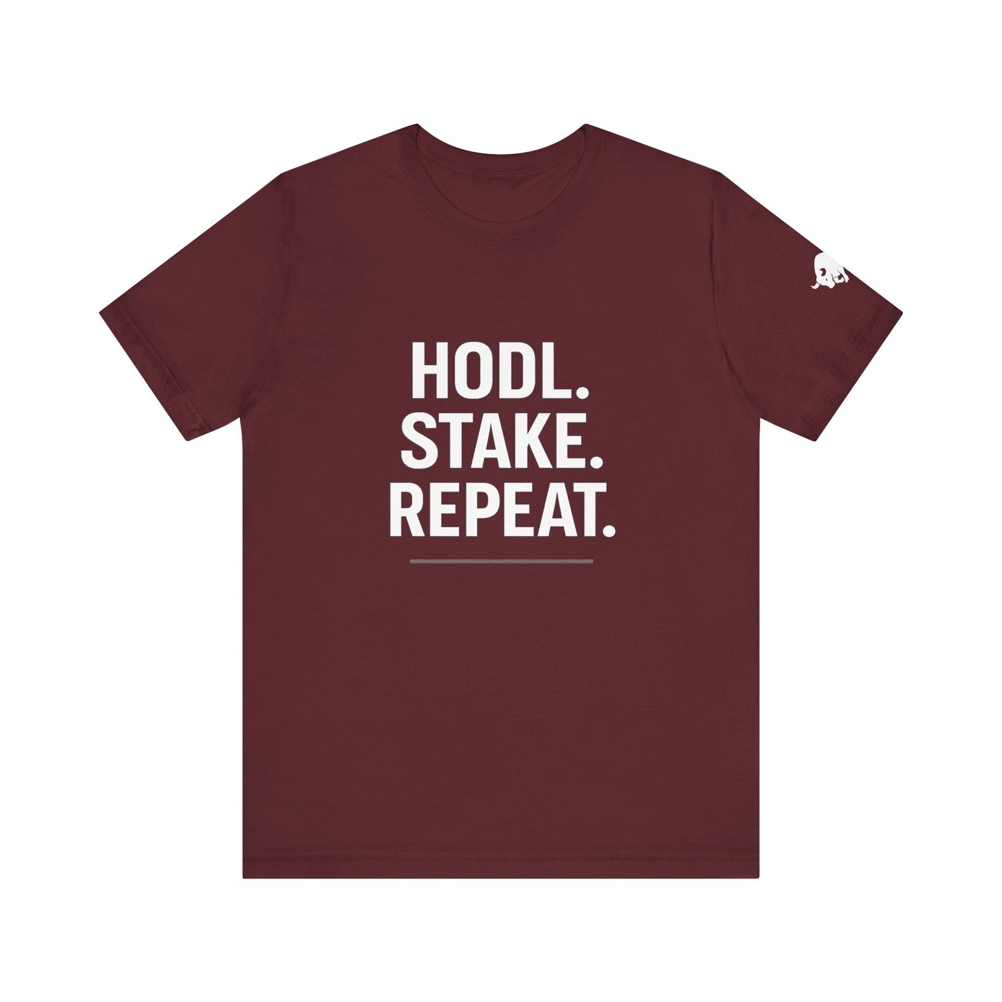 Premium Crypto Tee – HODL Stake Repeat Minimalist Streetwear by TheBullThread