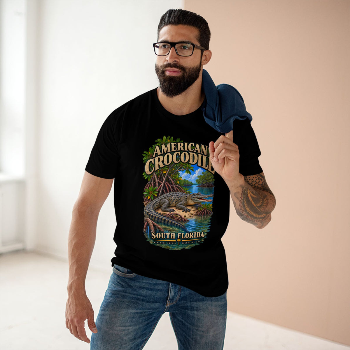 American Crocodile Shirt, South Florida Wildlife T Shirt, Crocodile Shirt, Mangrove Creek Reptile Tee, Florida Nature Gift.