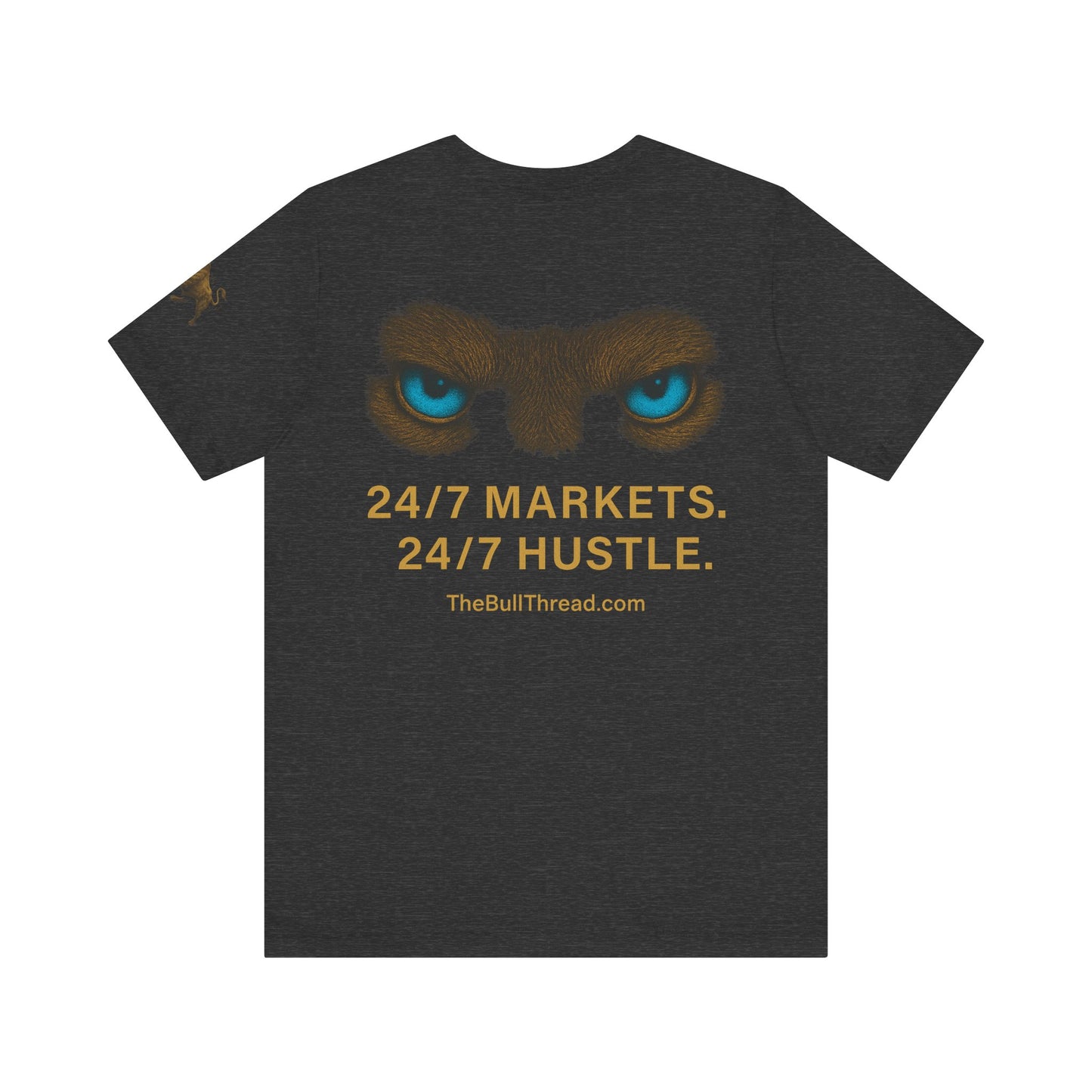 Luxury Crypto Trader T-Shirt - Bulls Don’t Sleep Gold Charging Bull Design by TheBullThread