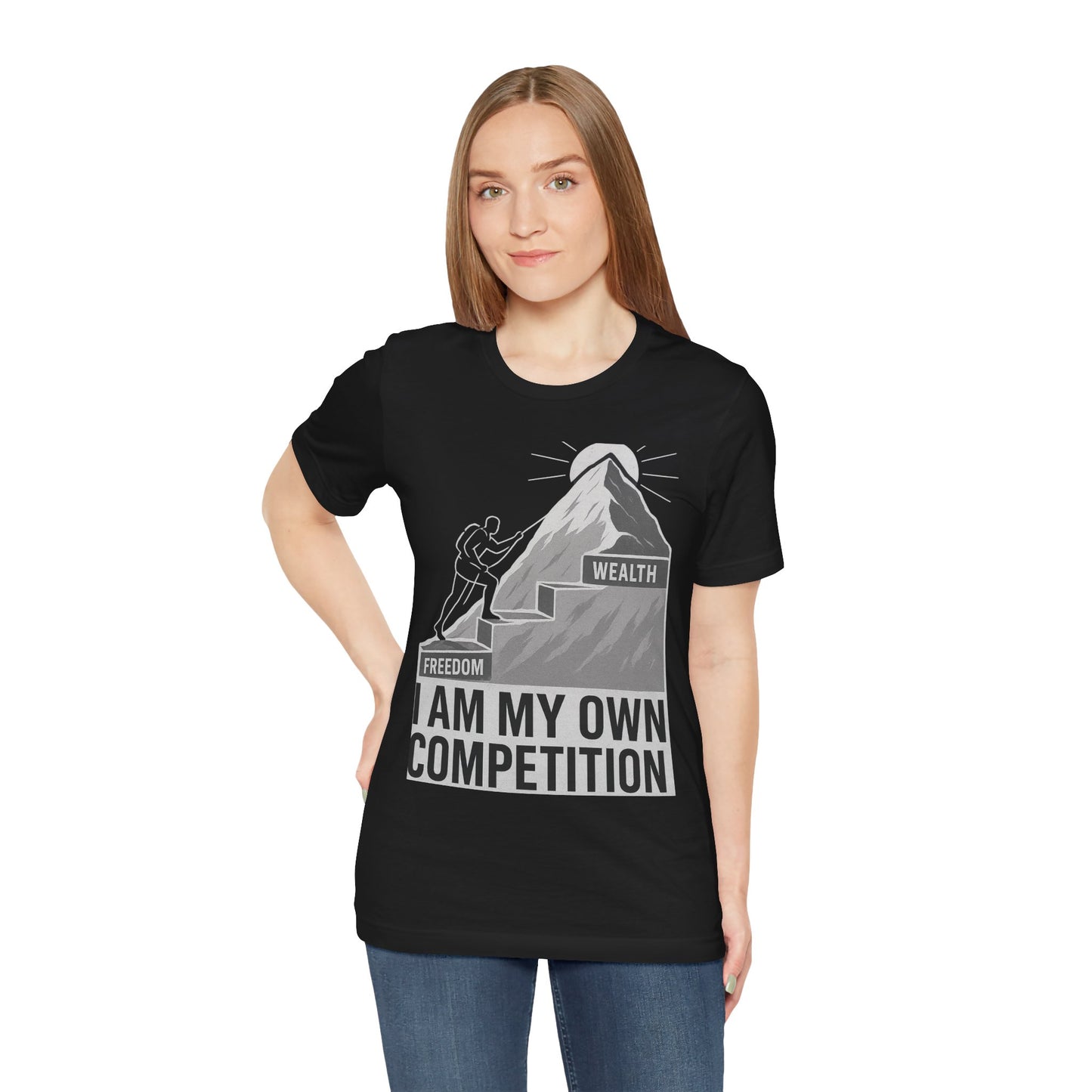 Premium Motivational T-Shirt – I Am My Own Competition Climbing Design by TheBullThread