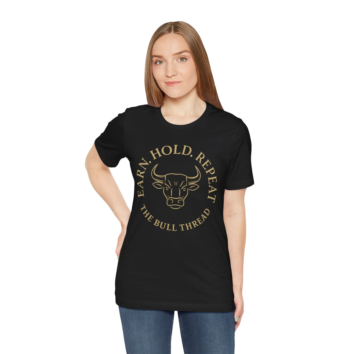 Premium Crypto Investor Tee - Earn Hold Repeat Emblem by TheBullThread