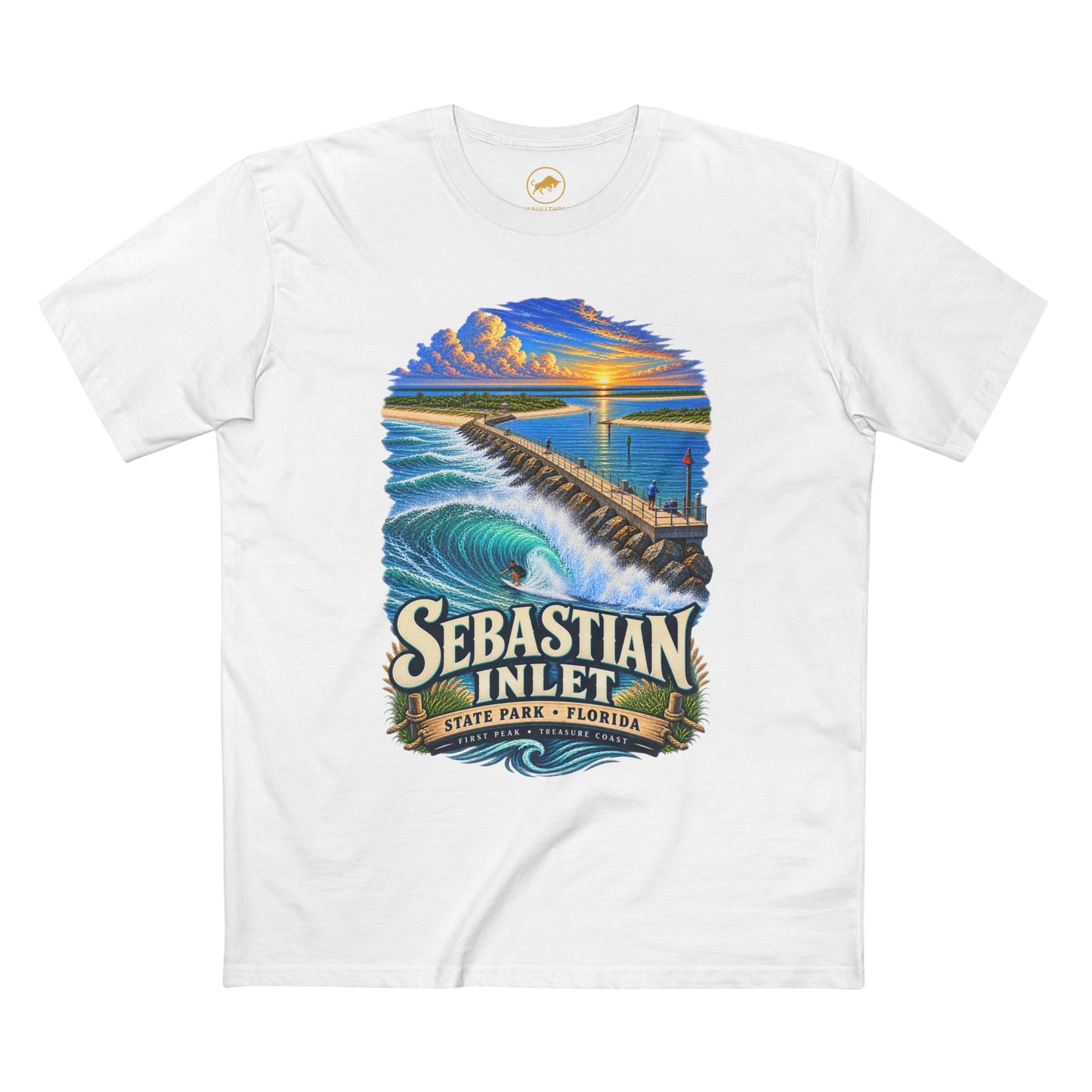 Sebastian Inlet State Park Shirt, Florida Surf & Fishing Tee, First Peak North Jetty, Treasure Coast Beach T-Shirt.