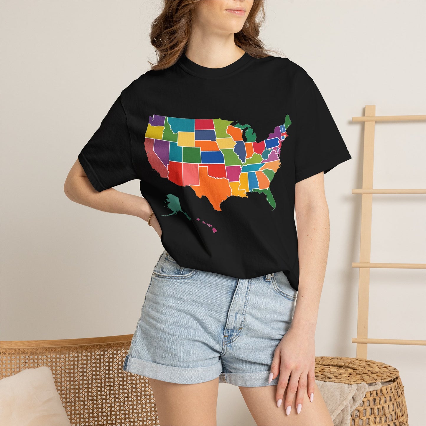 USA Map Shirt Colorful States, Comfort Colors 1717 Premium T-Shirt, United States Graphic Tee, Patriotic America Shirt, USA Travel Gift.