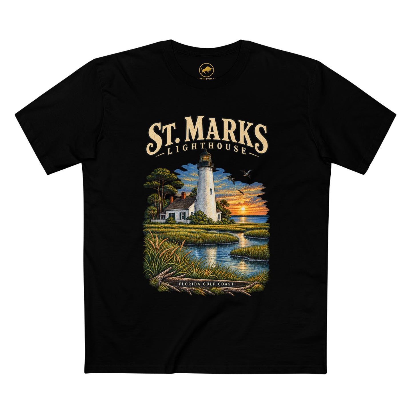 St. Marks Lighthouse Florida T-Shirt, Vintage Gulf Coast Lighthouse Graphic Tee.