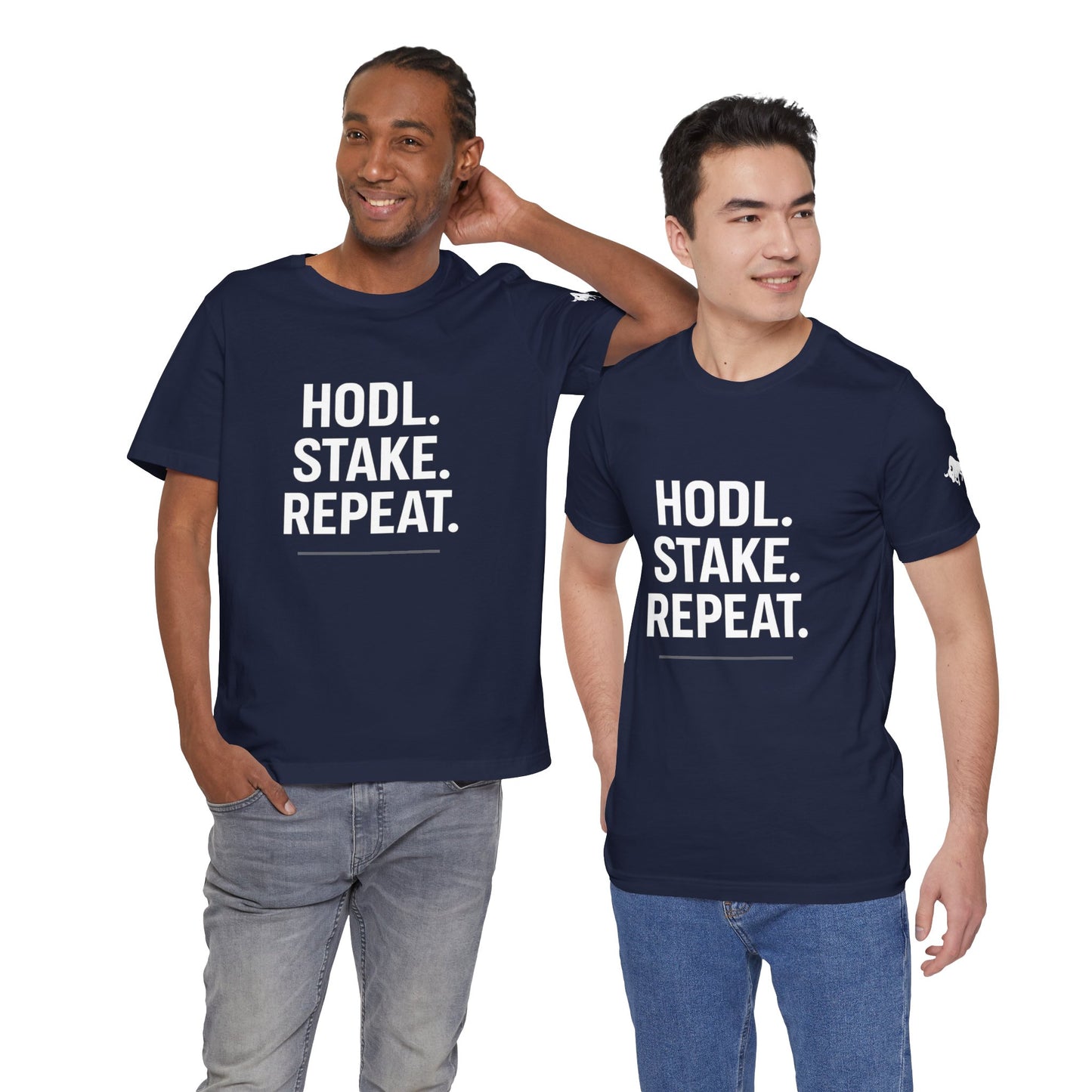 Premium Crypto Tee – HODL Stake Repeat Minimalist Streetwear by TheBullThread