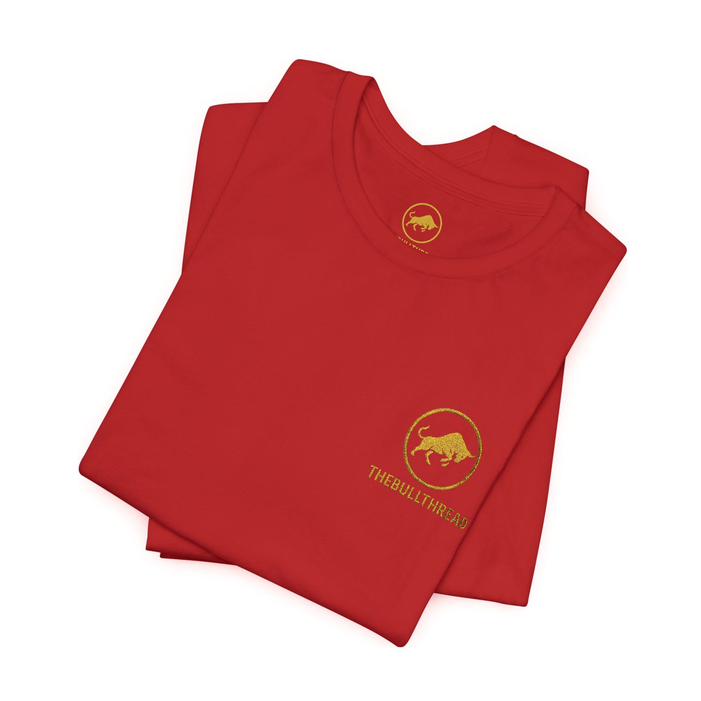 Classic Embroidered Tee - Premium Gold Bull Ring Logo by TheBullThread