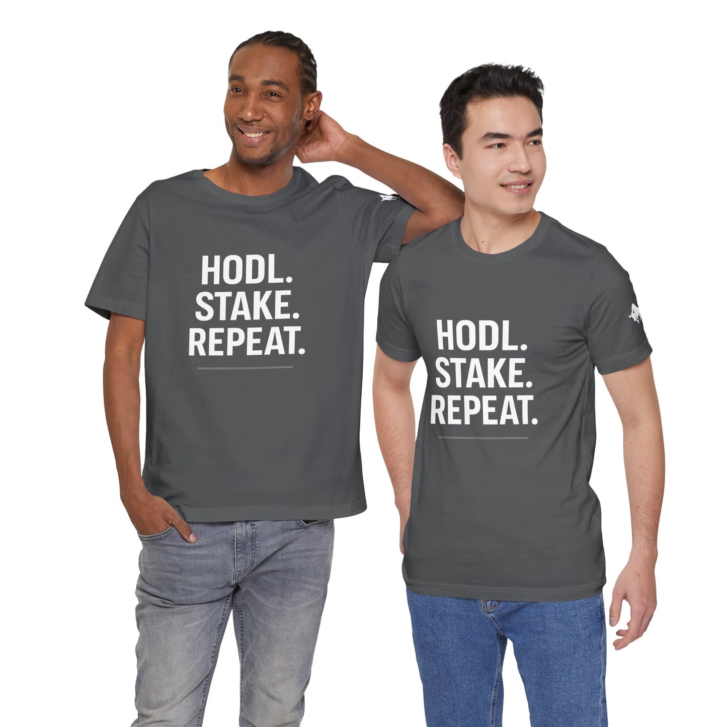 Premium Crypto Tee – HODL Stake Repeat Minimalist Streetwear by TheBullThread