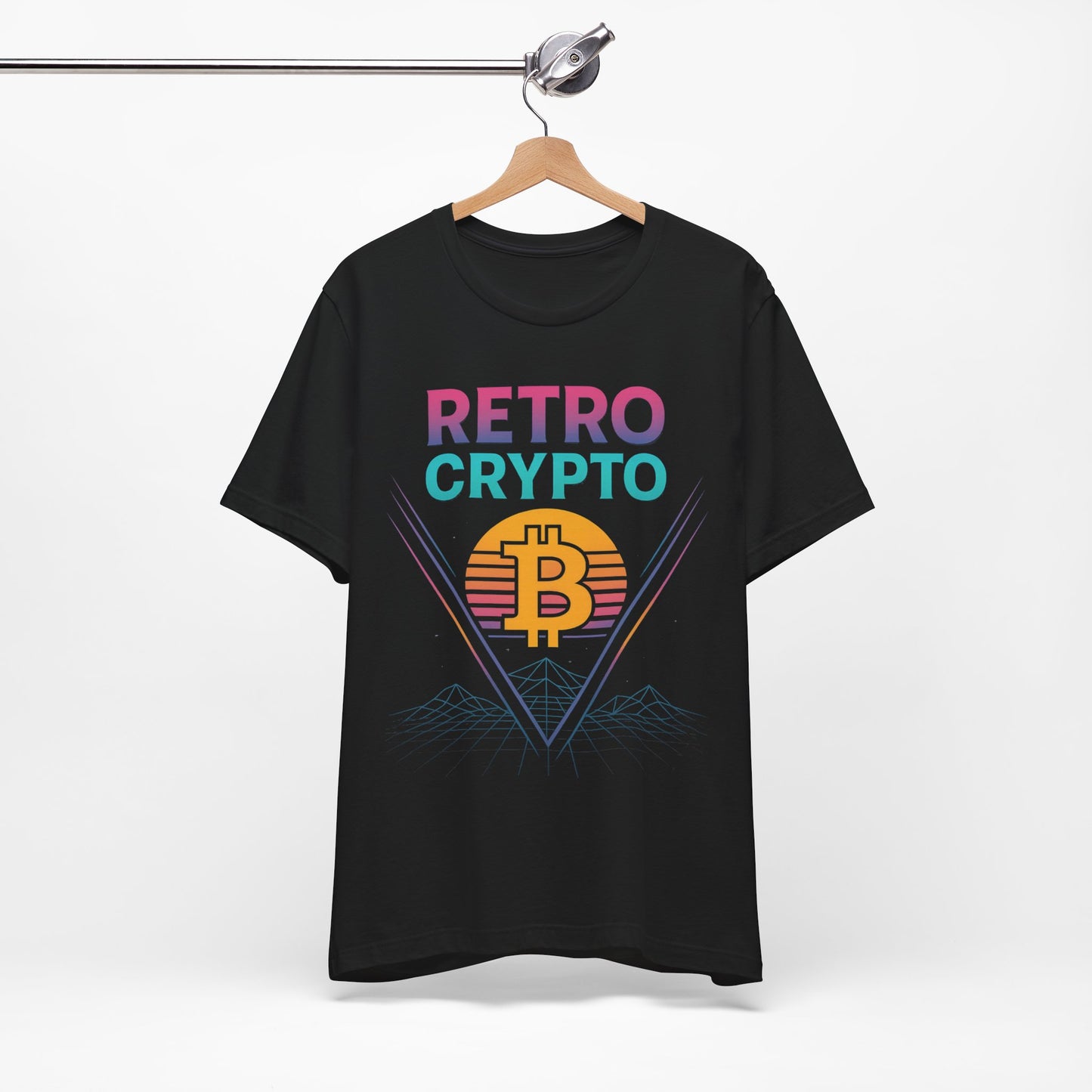 Retro Crypto T-Shirt - 80s Vaporwave Neon Bitcoin Design by TheBullThread