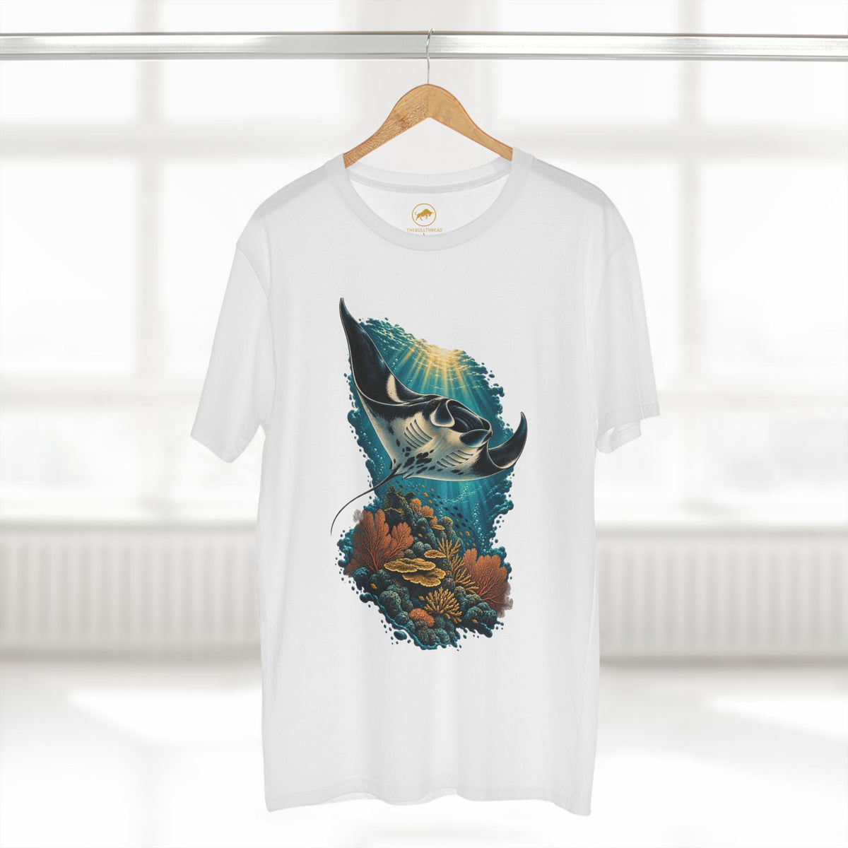 Oceanic Manta Ray Shirt, Coral Reef Marine Wildlife Tee, Ocean Lover and Diver Gift.