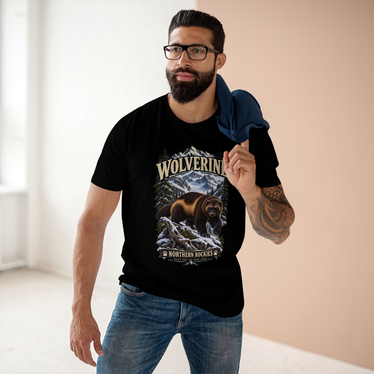 Wolverine Wildlife T-Shirt: Northern Rockies Mountain Animal Graphic Tee