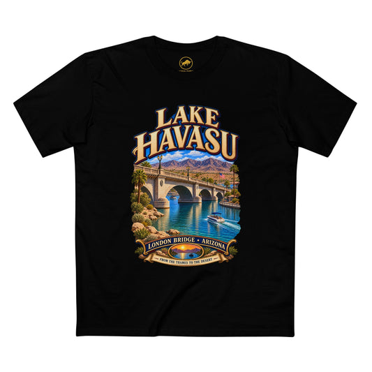 Lake Havasu London Bridge T-Shirt, Arizona Desert Travel Shirt, Bridgewater Channel Vacation Tee.
