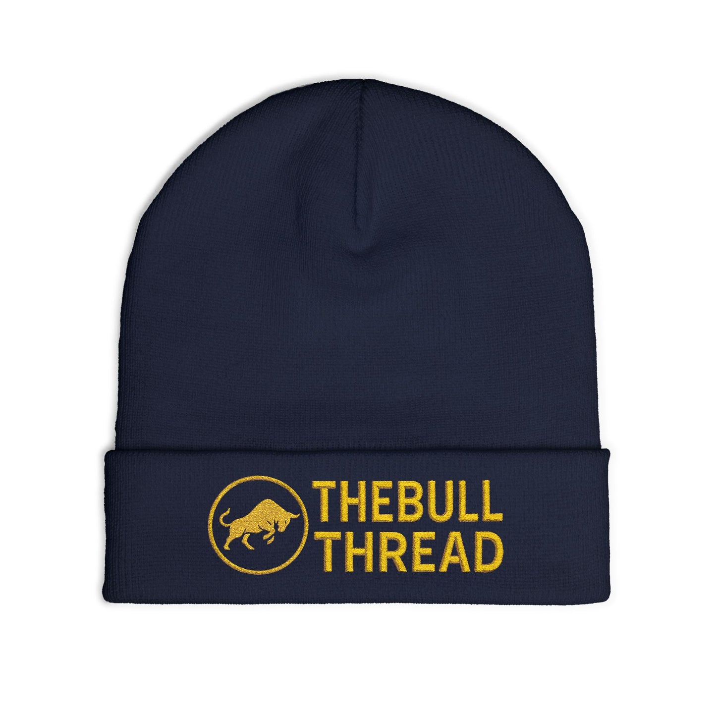 Premium Embroidered Knit Beanie - Gold Logo Knit Hat by TheBullThread