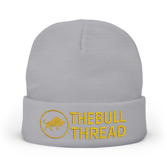 Premium Embroidered Knit Beanie - Gold Logo Knit Hat by TheBullThread