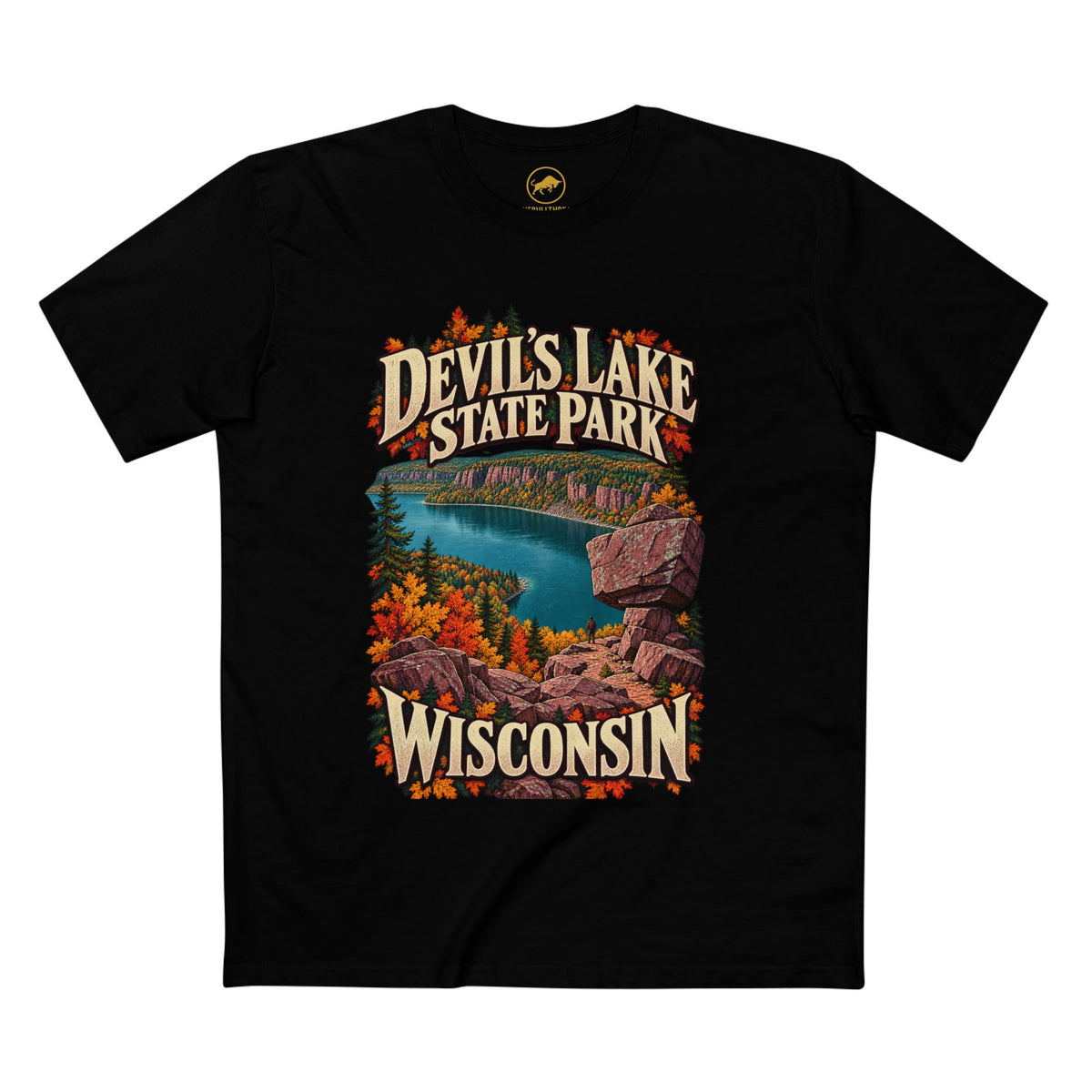 Devil's Lake State Park Shirt, Wisconsin Quartzite Bluff Hiking Tee, Autumn Travel Gift.