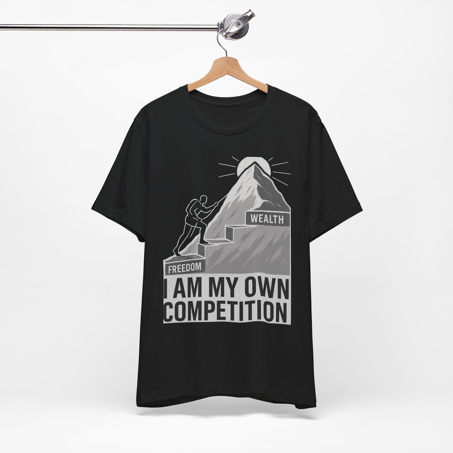 Premium Motivational T-Shirt – I Am My Own Competition Climbing Design by TheBullThread
