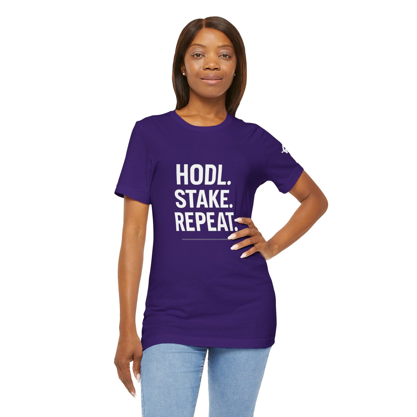 Premium Crypto Tee – HODL Stake Repeat Minimalist Streetwear by TheBullThread