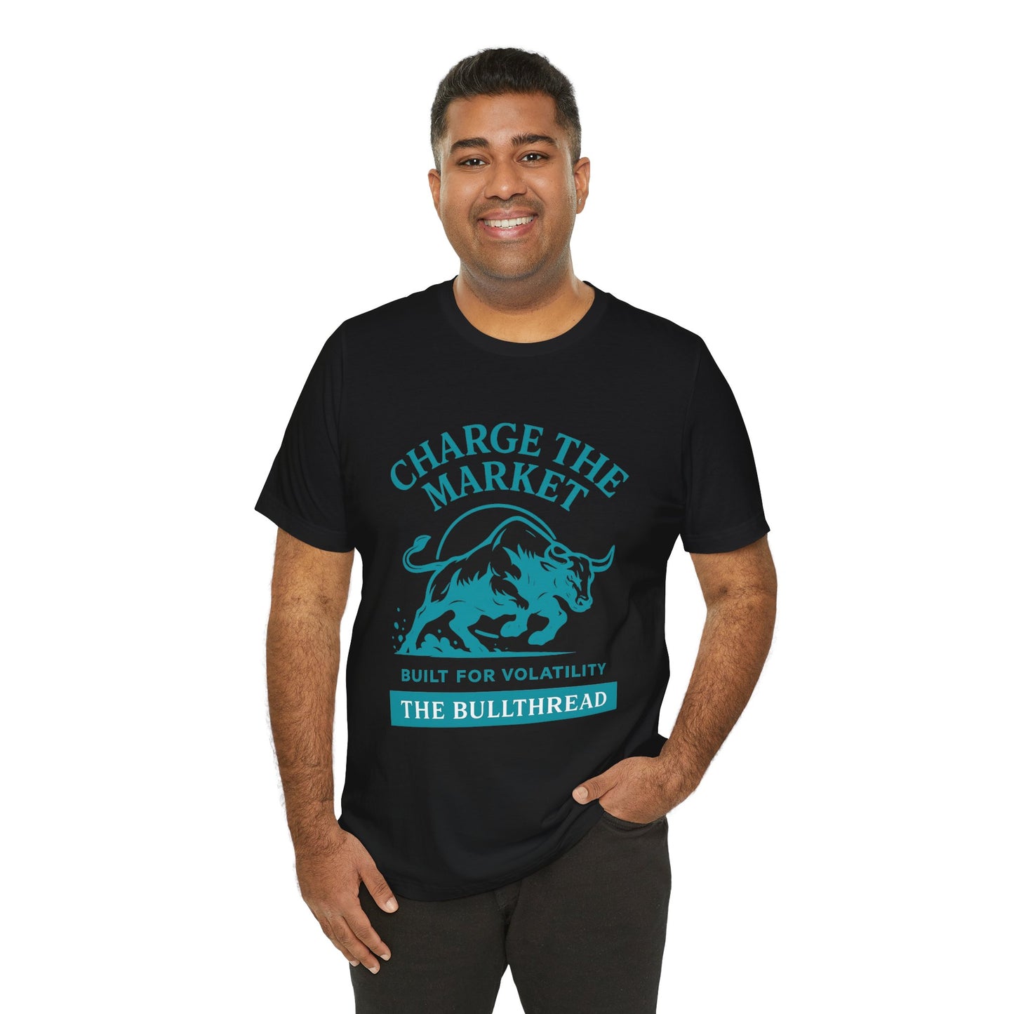 Premium Crypto Investor Shirt - Charge the Market Turquoise Bull Graphic by TheBullThread