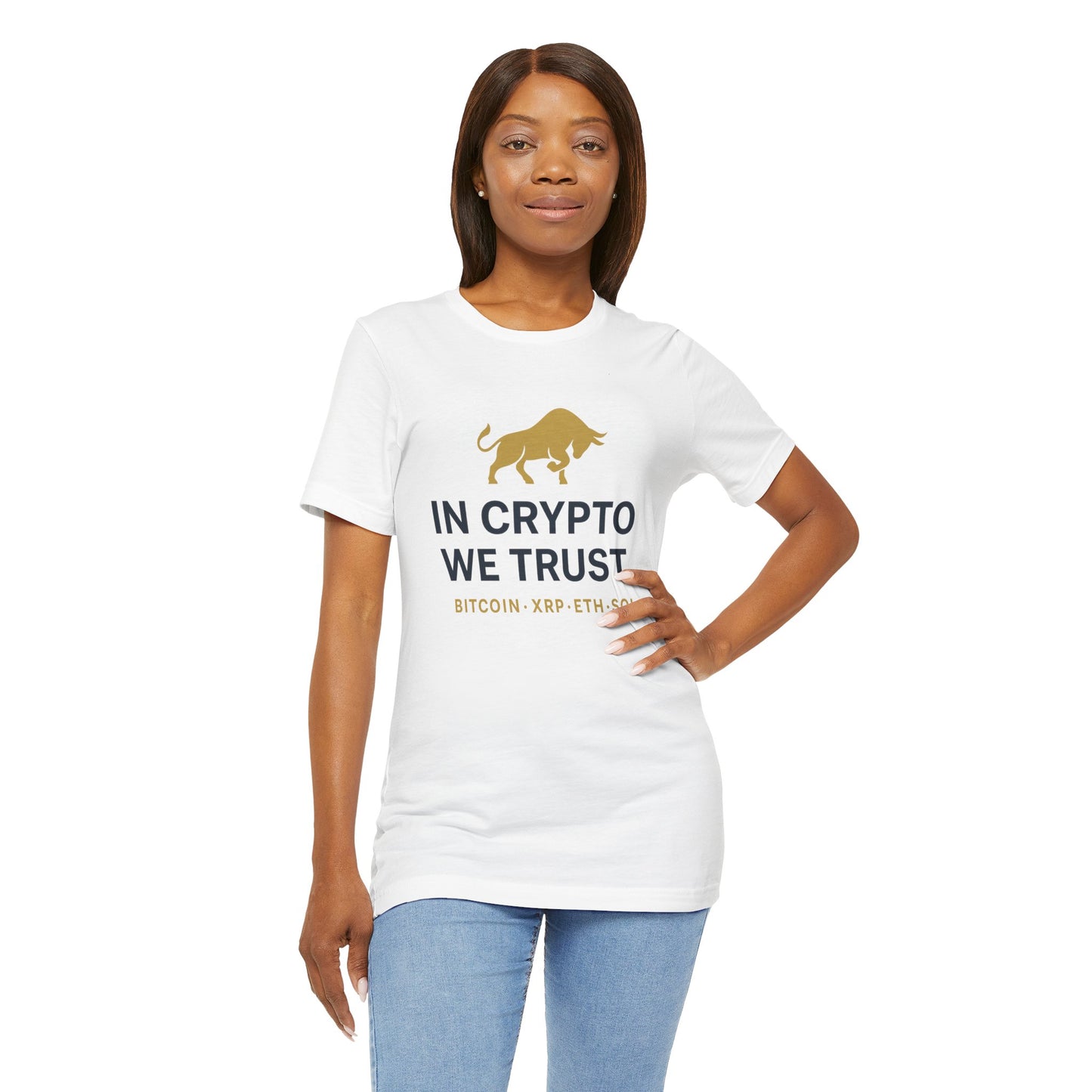 In Crypto We Trust - Premium Bitcoin XRP ETH SOL Bull Shirt.