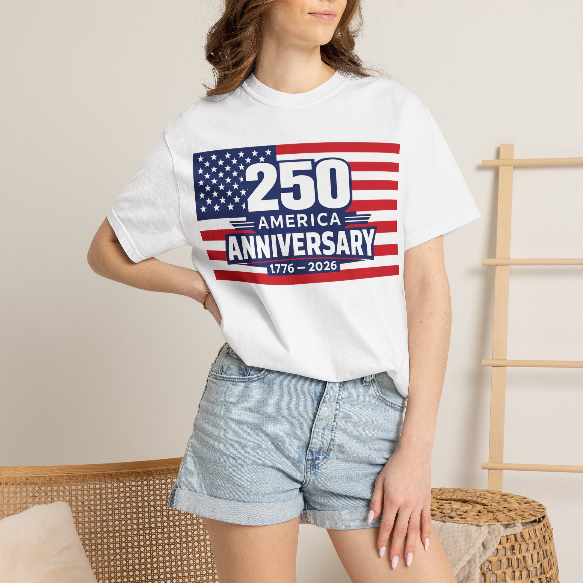 White USA 250 Anniversary Premium Shirt, America 250, Patriotic White Shirt, 1776 2026 Anniversary Tee, American Flag, Comfort Colors 1717.