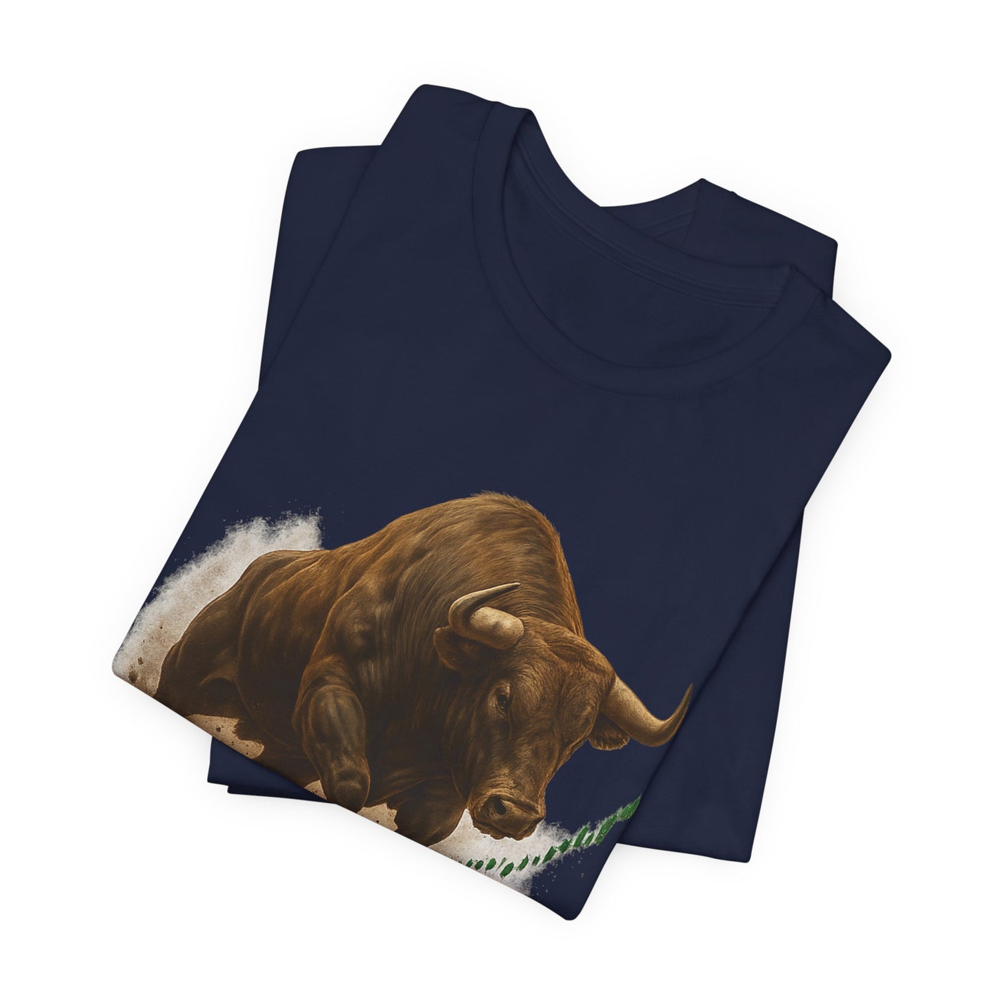 Premium Crypto Trading Tee - Charging the Market Brown Fur Bull Graphic by TheBullThread