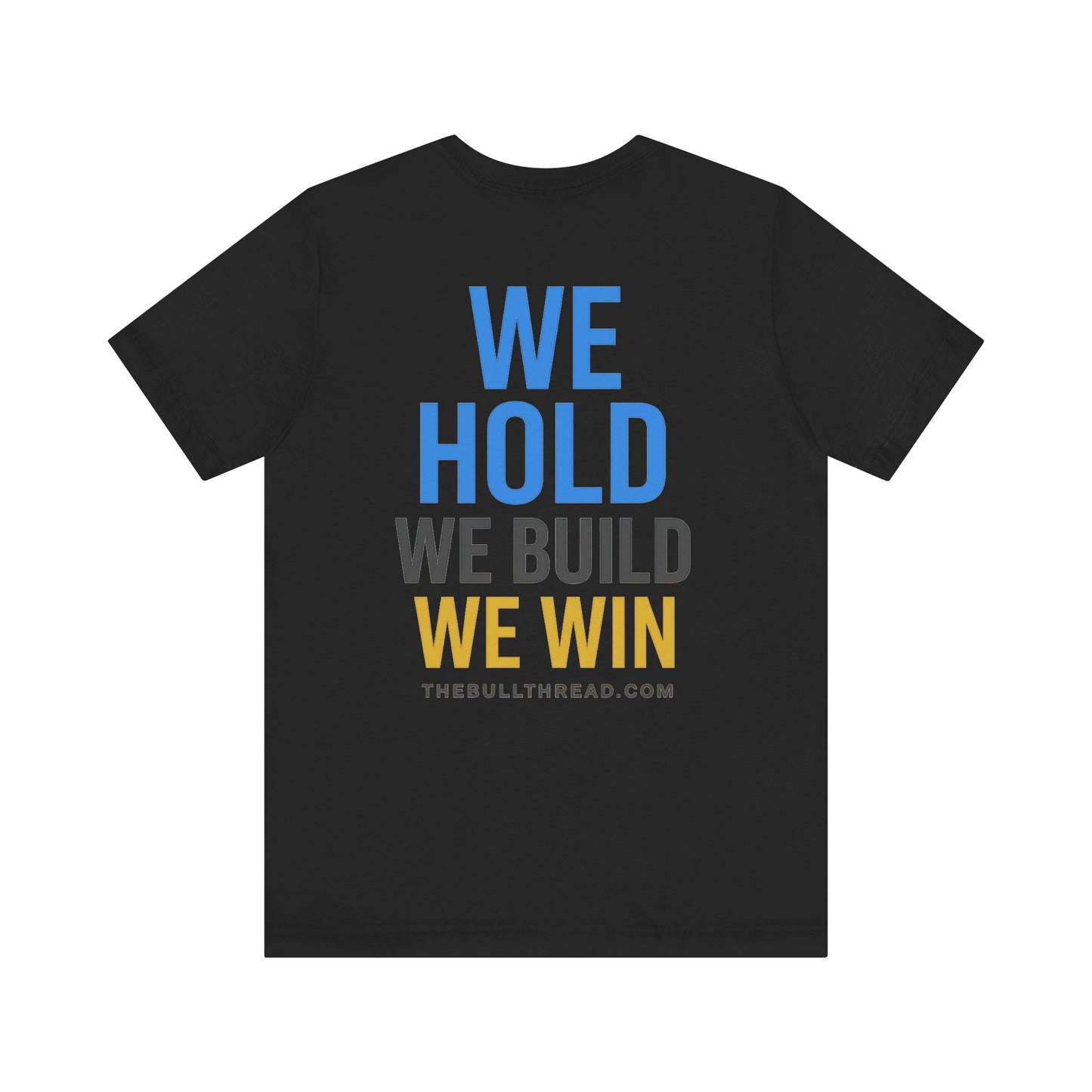 Premium Black Crypto T-Shirt - Bullish Mindset Gold Bull Logo We Hold We Build We Win by TheBullThread