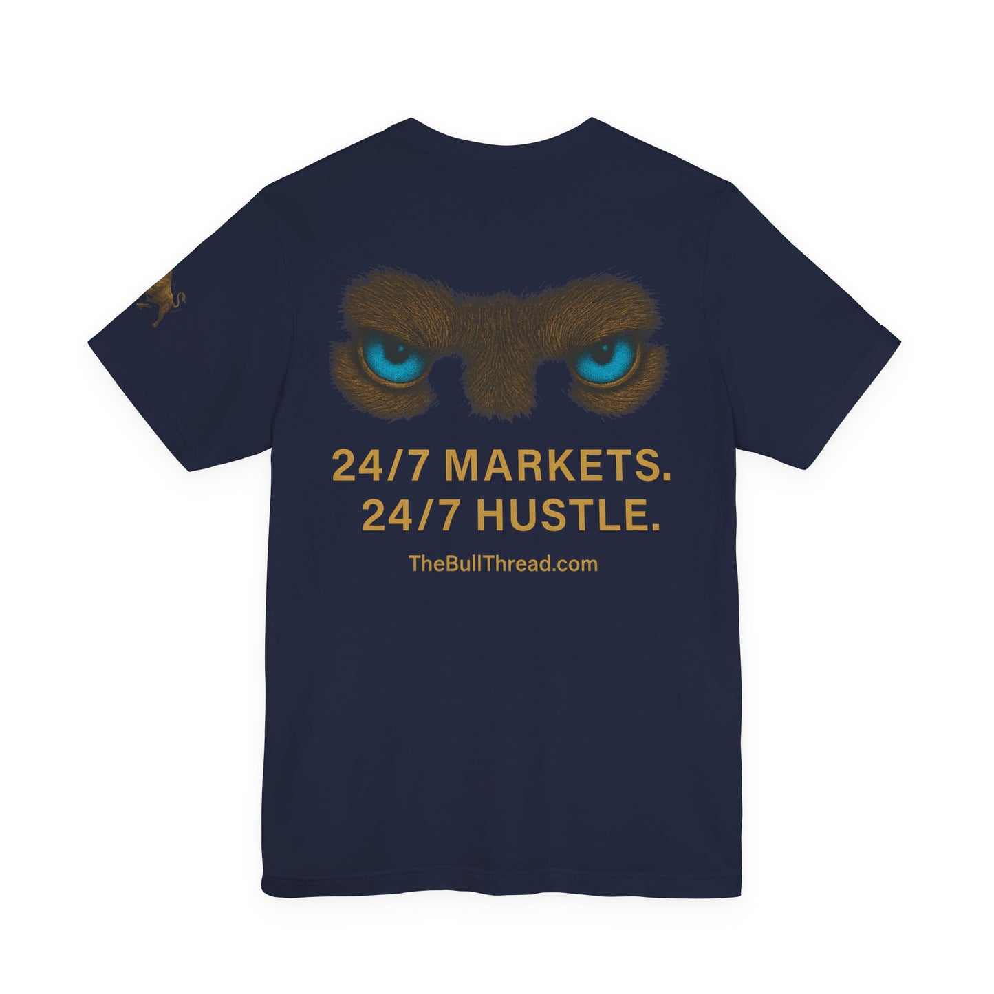 Luxury Crypto Trader T-Shirt - Bulls Don’t Sleep Gold Charging Bull Design by TheBullThread